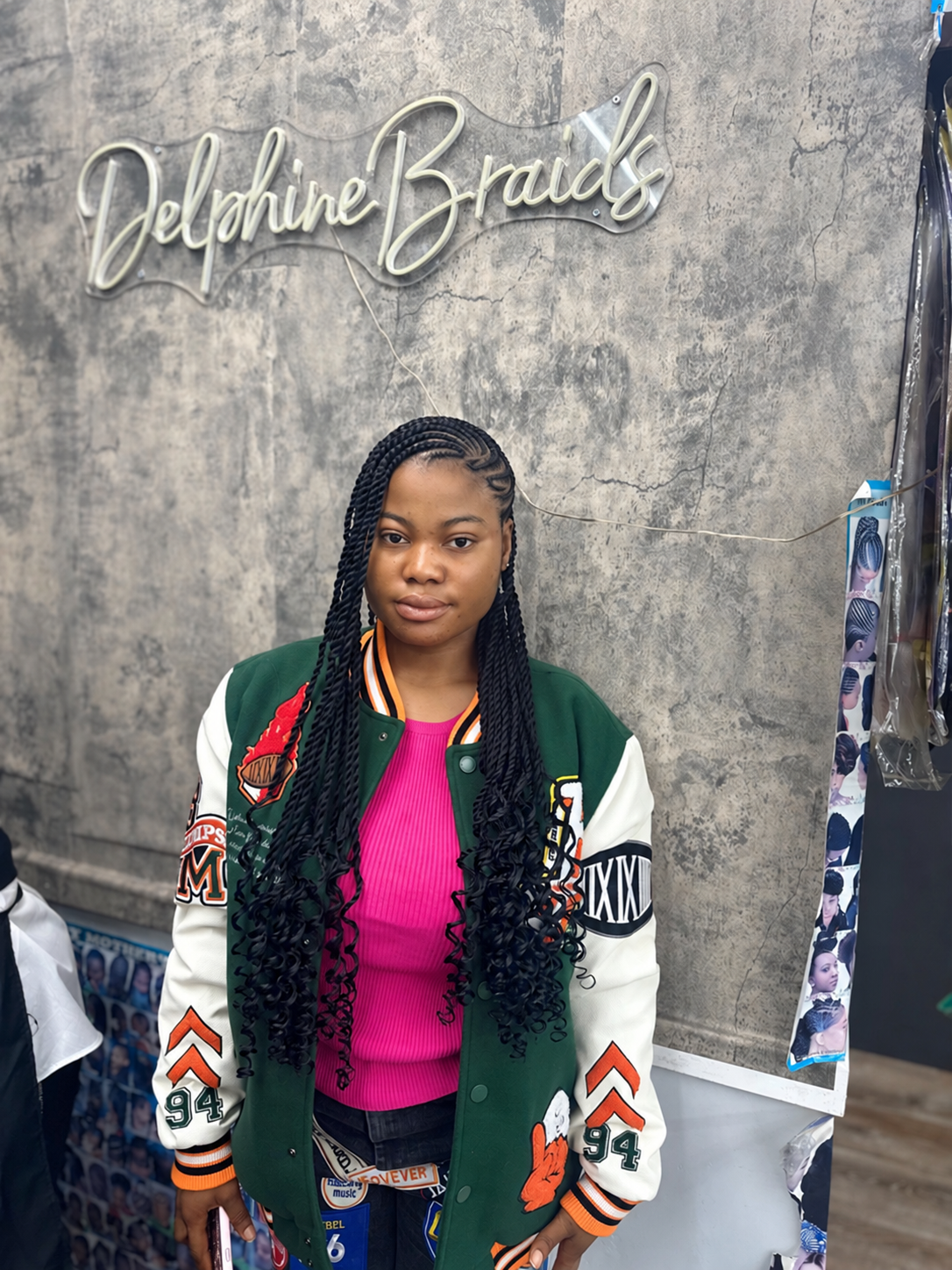 Long twists — front view at AD Blades and Braids